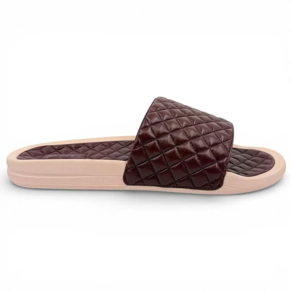 NEW APL Men's Nappa Leather Lusso Luxury Slide Burgundy/Creme Size 11